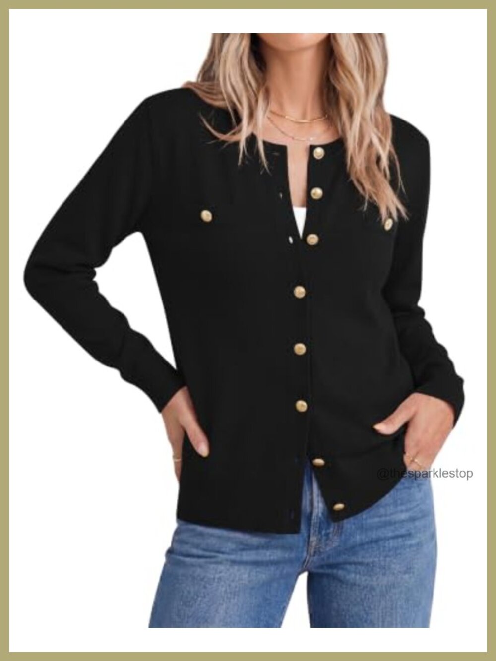Women's Knit Button Down Cardigan Viscose Blend Long Sleeve Crew Neck